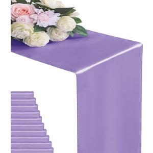 6Pack Table Runner 12 x 108 Inches Satin Silk Table Runner for Wedding, Birthday Party, Banquets, Graduations Decoration, fit Rectange and Round Table-Lavender