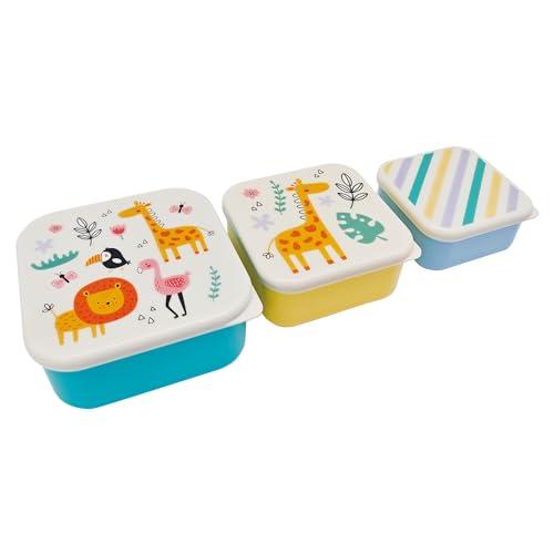 Safari Snack Boxes: 3 Count Pack with 3 Sizes, Craft/Snack Containers, Easy Open, Leak Proof Small Food Containers with Lids, Nesting Boxes For Sandwiches, Snacks, And More
