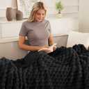 Whale Flotilla Fleece Throw Blanket for Couch or Bed, Luxury 3D Jacquard Super Soft Lightweight Summer Spring Blanket, Cozy Fluffy Plush Decorative Sofa Blankets, 50x60 Inch, Black