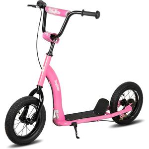 JOYSTAR Kick Scooter for Kids 5+ Teens & Youth, Lightweight Kids Scooter with Adjustable Handlebar, 2 Wheel Scooter for Boys & Girls, 12" Inflatable Wheels Rear Drum Brakes