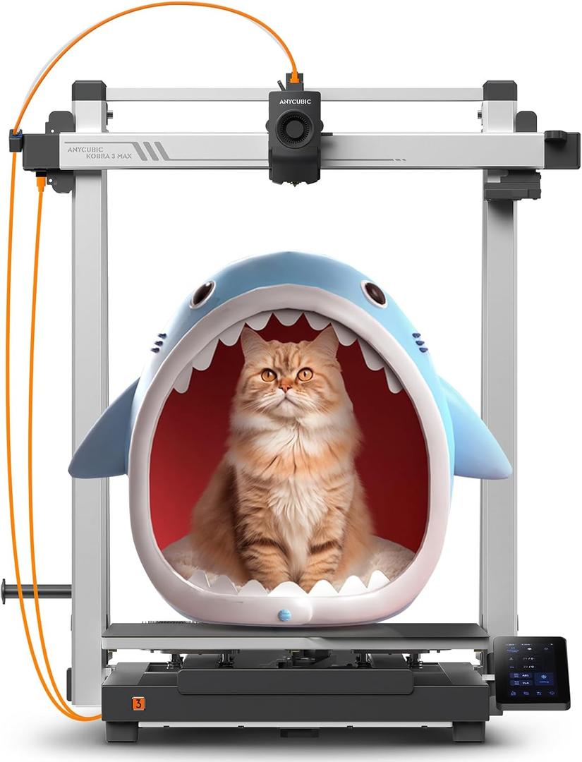 Anycubic 3D Printer Kobra 3 MAX Only, Support Multicolor Needs ACE Pro Large Printing Volume, 600mm/s High-Speed Precise Auto-Leveling & Anti-Skip Upgrade 420 * 420 * 500mm Print Volume