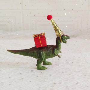 Velociraptor Dinosaur Cake Toppers, Velociraptor Dinosaur Cake Topper With Birthday Party Hat And Gift Box For Dinosaur Party Cake Decorations