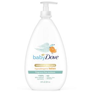 Baby Dove Face and Body Lotion for Sensitive Skin Moisture Fragrance-Free Baby Lotion 20 oz (20 Fl Oz (Pack of 1))