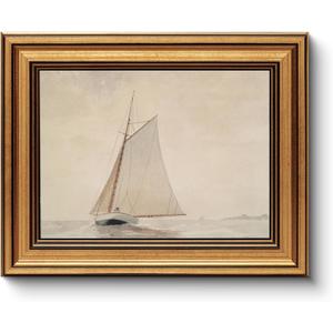 Gold Framed Vintage Wall Art for Living Room, Seaview Painting Prints Shelf Decor for Kitchen, Aesthetic Bedroom Wall Art, Christmas Gifts for Friends or Family (White Sailboat - 8"x10") Gold Framed Vintage Wall Art for Living Room, Seaview Painting Prints Shelf Decor for Kitchen, Aesthetic Bedroom Wall Art, Christmas Gifts for Friends or Family (White Sailboat - 8"x10")