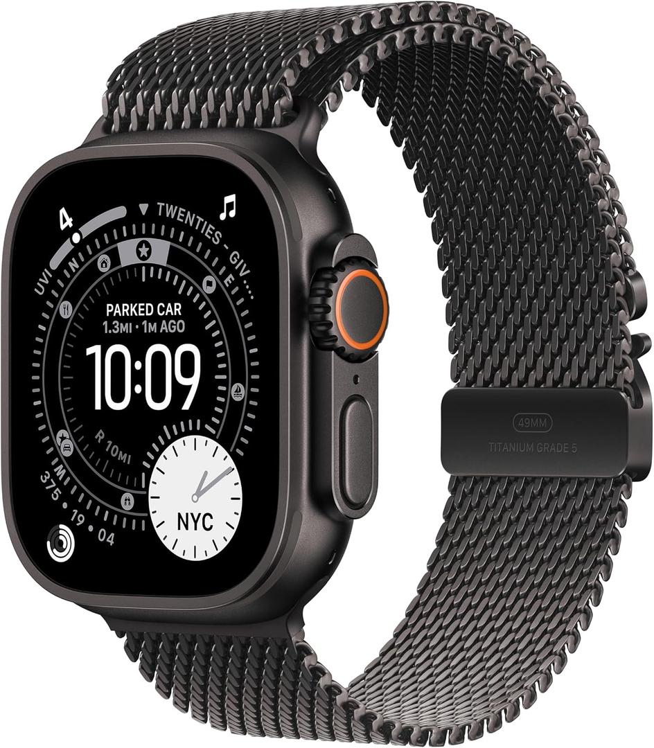 Apple Watch Ultra 3 [GPS + Cellular 49mm] Running & Multisport Smartwatch w/Rugged Titanium Case w/Black Titanium Milanese Loop - S. Satellite Communications, Advanced Health & Fitness Tracking