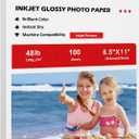 Koala Glossy Inkjet Photo Paper 8.5X11 Inches 48lb 100 Sheets Professional Glossy Photographic Paper Compatible with Inkjet Printer Use DYE INK 180GSM