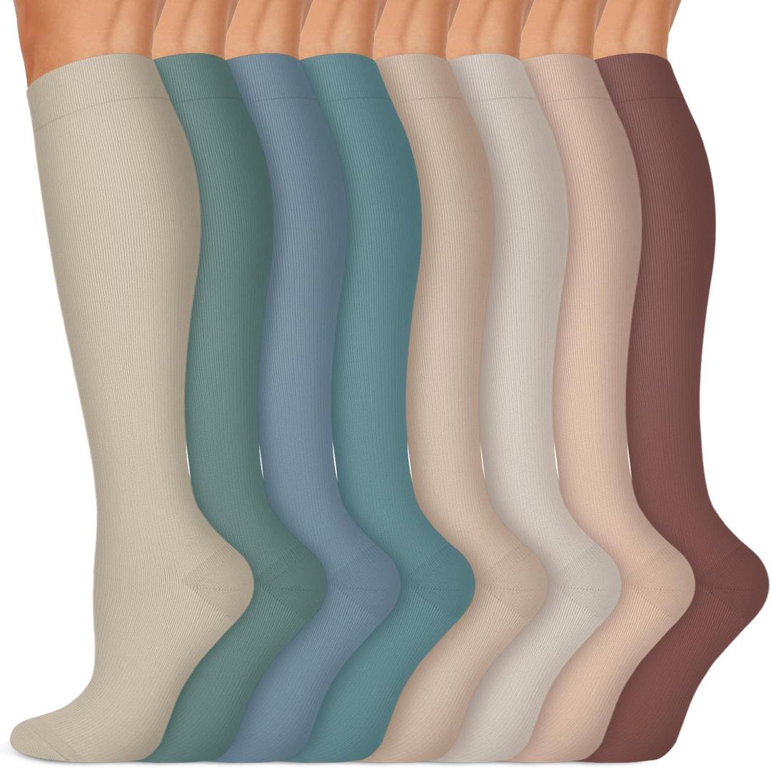 Copper Compression Socks 15-20 mmHg for Men & Women 8 Pairs  Circulation Support for Nurses, Travel, Running, Hiking, Soccer (Large-X-Large, A11- Multicoloured 01)