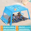 Purebox Beach Tent Shade Canopy - 8 * 8FT UPF50+ Beach Umbrella Sun Shelter 3Min Setup for 8 Person Cabana Tent with Sand Pockets Removable Side Walls Instant Sun Shade for Family, Camping, Fishing