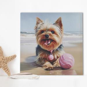 Madison Park Dog Wall Art Cute Animal Decor for Kid's Bedroom, Home Office Conversational Piece, Bathroom Decor, Gifts for Dog & Beach Lover, Baby Shower, Birthday, Hang Ready, Yorkie Canvas