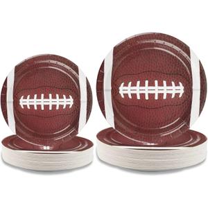 gisgfim 72Pcs Football Paper Plates Tailgate Birthday Party Decorations Football Party Supplies 9 and 7 Inch Set, Disposable Football Food Trays for 2026 Football Game Day Decor Superbowl Party Favors