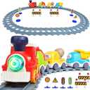 Electric Train Set for Toddlers,Train Toys with Lights,Realistic Music Sound, Steam Spray,Traffic Sign, Magnetic Train Connection Car Toys with Tracks,Christmas Birthday Gifts for Kids Boys Girls