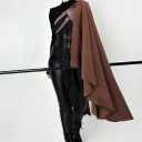 DAZCOS Renaissance Half Shoulder Cape Medieval Steampunk Shawl with Belt for Men Women LARP Costume for Halloween (Brown)