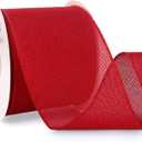 Ribbli Red Burlap Wired Ribbon, 4 Inch x Continuous 20 Yard, Wired Edge Ribbon for Wreaths,Big Bows,Tree Decoration,Outdoor Decoration