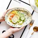 50PCS Oval Disposable Paper Plates, 9" x 10.5" Everyday Disposable Plates, Floral Dinner Plate Microwave-Safe, Soak-Proof, Biodegradable Eco-Friendly Paper Platters For Daily Use & Party