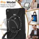 BATYUE for iPad 9th/ 8th/ 7th Generation Case (iPad 10.2 inch Rugged Case 2021/2020/2019) with Screen Protector, Rotating Stand/Pencil Holder/Carrying Shoulder Strap (Black)