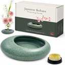 Japanese Flower Frog Vase Set  Japanese Artisan Celadon Glaze Flower Vase with Flower Frog, Modern Flower Arrangement Pot for Living Room Decor & Art Supplies, Gift Box for Flower Lover (Green)