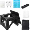 Portable Toilet Kit for Camping, Car, Adult Ultralight Foldable Camping Toilet Seat Collapsible Car Potty with Urine-fixing Agent, Trash Bag, Compressed Face Wipe for Travel, Fish, Emergency