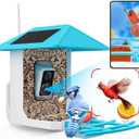 2.5K Smart Bird Feeder with Camera, 5GHz &2.4GHz Birds Watching Camera with AI Identify Bird Species, Outdoor Birds Feeder House with Solar Panel for BirdLovers (Blue)