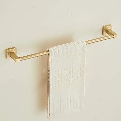 Wall Mounted Towel Rack for Bathroom, 18 Inch Brushed Light Gold Towel Bar with Stainless Rack and Hand Towel Holder, Bathroom Towel Racks and Shower Towel Rack (Gold, 20 Inch)
