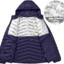 CAMEL CROWN Men Packable Down Jacket Hooded Lightweight Puffer Insulated Coat for Travel Outdoor Hiking (Blue, L)