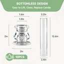 Glass Hurricane Candle Holders 10 Pack 12.6" Open Ended Candlestick Tubes | Clear Bottomless Cylinders Suitable for Taper LED Candles for Wedding Party Christmas Table Centerpiece Decor