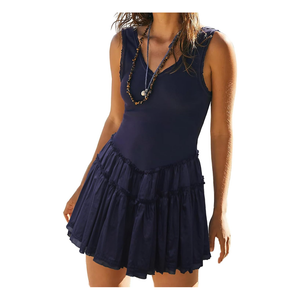 Women's Summer Sleeveless Sun Dresses Drop Waist Casual Mini Sundress MEDIUM