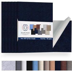 Woven Sound Large Acoustic Panels, High Density, Sound Dampening, Decorative Noise Blocker Felt Wall Tiles for Ceilings, Home Office & Gaming Room (Deep Blue), 16x12x0.4 Inch