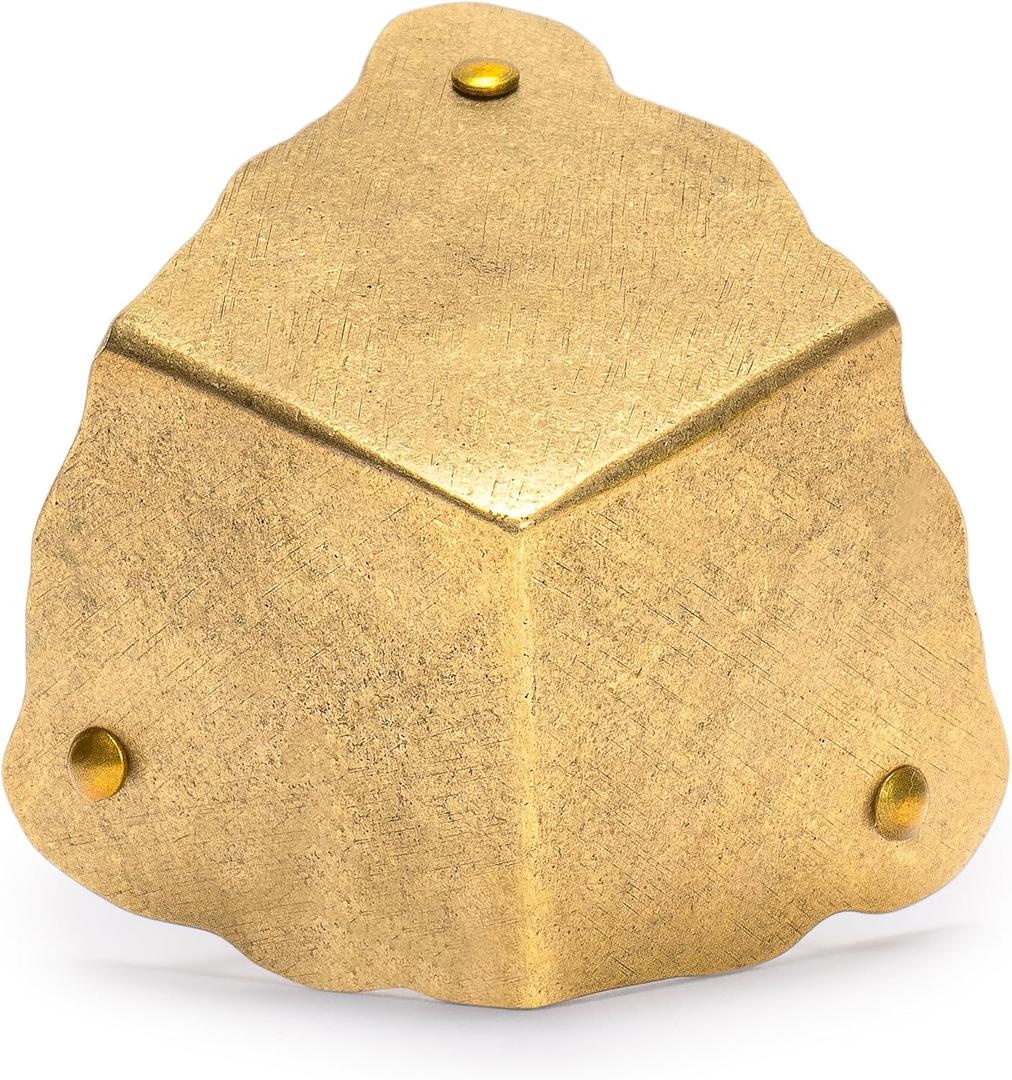 Rounded Three-Sided Brass Corner Plate  Set of 2, 2", by Hardware Philosophy
