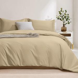 Colourful Snail 100Percent Cotton Duvet Cover Set, Hidden Zipper Closure, Ultra Soft, Easy Care and Durable, Simple Bedding Style, Queen, Khaki (Comforter Not Included)