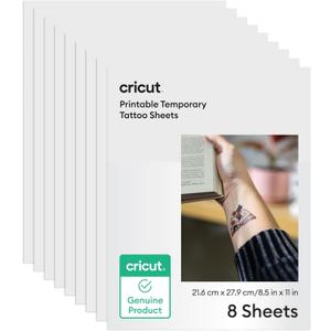Cricut Temporary Tattoo Paper for Inkjet Printers (8 Sheets, 8.5x11), Printable Tattoo Transfer Paper - Works with Joy Xtra, Explore, & Maker Machines