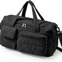 Gym Bag for Women, Cute Travel Duffel Bag with Shoe Compartment & Wet Pocket, Lightweight Puffer Weekender Overnight Bag, Travel Carry On for Sport, Hospital, Yoga (Black)