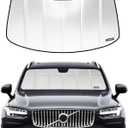 Windshield Sun Shade for Volvo XC90 2016-2026. Reflective Aluminum Film Front Window Sunshade - BLAZBLOCK (Shiny Silver (Classic))