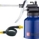 Oil Can Pump Heavy Duty Pistol Type Oiler with Metl & Flexible Spout (Blue) (Metalic)