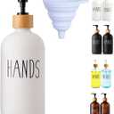 White Glass Soap Dispenser Bottle for Hands. Glass Soap Dispenser for Bathroom or Kitchen Sink Use