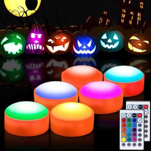 SOLLED 6 Pack Pumpkin Lights with Remote and Timer- Halloween Pumpkin-Light Color Changing Jack-O-Lantern Lights Battery Operated,Light for Halloween Decor