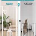 No Pawblems 55" Extra Tall Pet Gate with Adjustable Cat Door, 29-43" Auto Close Tall Dog Gate, NO Drilling Pressure Mounted for Doorways/Hallways, 1.37" Narrow Bar Spacing, White