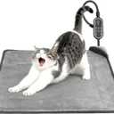 Cat/Dog Heating Pad, 3 Timer and 3 Level Temperature Smart Sensor Electric Pet Heating Pad with Chew Resistant Cord, Indoor Warm Heated Bed for Dogs Cats -17.7x17.7 (light grey)