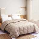 SNOWMAN Extra-Soft Down Blanket King, Lightweight Down Comforter with 8 Corner Tabs, Cooling Bed Comforter for Hot Sleepers, 22oz Fill Weight and Noiseless Down Proof Fabric (Khaki, 106"x90")
