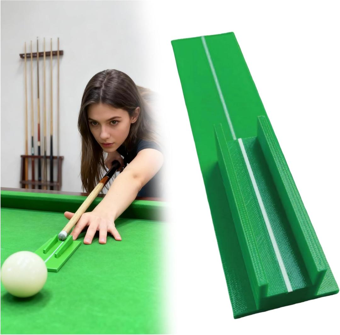 Billiards Stroke Trainer - Aiming Practice Cue Straight Exerciser for Stance Eye Line Stroke Correction, Durable Resin Pool Training Aid Compatible with Pool Snooker etc. (Green)