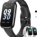 Health Fitness Tracker Smart Watch with 24/7 Heart Rate, Blood Oxygen, Sleep Tracker, Pedometer, 3 Colorful Bands & 3ATM Waterproof Activity Tracker with Step Calorie Counter, Space Black