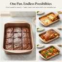 9x13 Nonstick Baking Pan 2 Pack Heavy-Gauge Carbon Steel Cake PanWarp-Resistant & PFOA Free, Even Heating for Lasagna, Sheet Cake, Brownies & Meal Prep, Wide Handles Golden