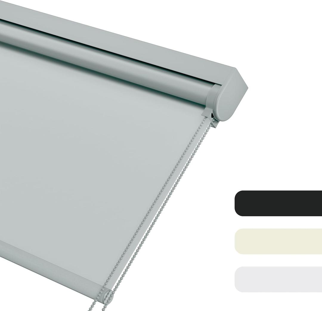 Blackout Roller Blind Shades for Windows, Color-Matched Roller Blinds, UV Protection, Thermal Insulation Fabric Room Darkening Shades for Home, Office, Gray, Custom Size 30 in