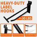 Heavy Duty 6" Slatwall Hooks with Label Holder, 50 Pack Double-Bar Black Metal Slatwall Panel Hangers for Retail Shop Garage Display