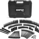 112PC Master Torx & Hex Bit Socket Set,1/4" 3/8" 1/2" Drive, S2 Steel, Impact AD Adapters, U-Joints, Extension Bars, Long Torx & Ball End Hex, SAE & Metric, Black Phosphate