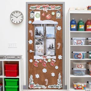 Fun Express Red & Green Christmas Door Decorating Kit - Festive Holiday Decor for Christmas Parties Family Gatherings Holiday Events & Seasonal Celebrations - Includes Ornaments Stickers - 34 Pieces