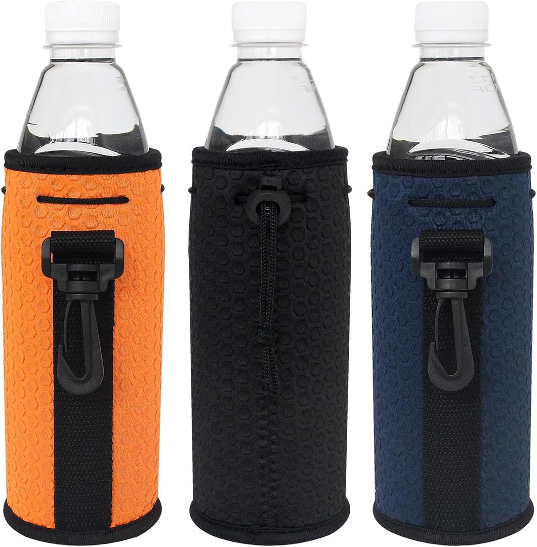 Water Bottle Sleeves, 3 Pcs Neoprene Insulators Bottle Carrier Holder with Buckles, fits 16-18oz (Colorful1)