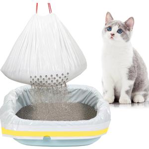 Jutom 14 Count Sifting Litter Box Liners, Drawstring Jumbo Sifting Cat Litter Bags with Holes, 31 x 18 Inch Portable Thick Scratch Resistant Drawstring Bags for Pet Cats