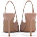 Women's Pointed Toe Slingback High Heels Pumps Patent Leather Stiletto Dress Heels Pumps for Women (6, Nude)
