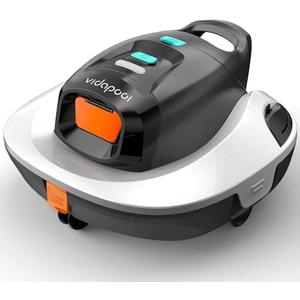Vidapool Robotic Pool Vacuum Cleaner,Portable Swimming Pool Vacuum Self-Parking Technology with LED Indicator,Ideal for Above Ground/Flat Pools up to 860 Sq.Ft,Lasts 90 Mins-White