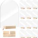 Yalikop 12 Pack Acrylic Sign Holder with Wood Base DIY Signs Acrylic Table Numbers Modern Signs Plaque Vertical Table Decor for Wedding, Restaurant, Store, Office, Hotel(5 x 7 Inch)